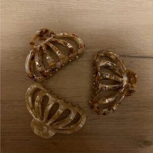 Set of Three Brown Hair Clips